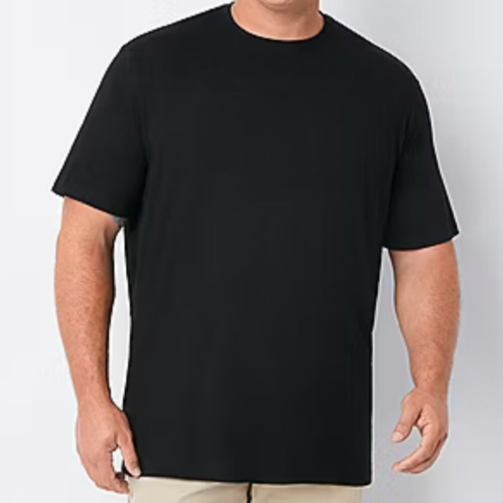 NEW! St Johns Bay Big & Tall T-Shirt Black 4XL Cotton Blend Short Sleeve Round N